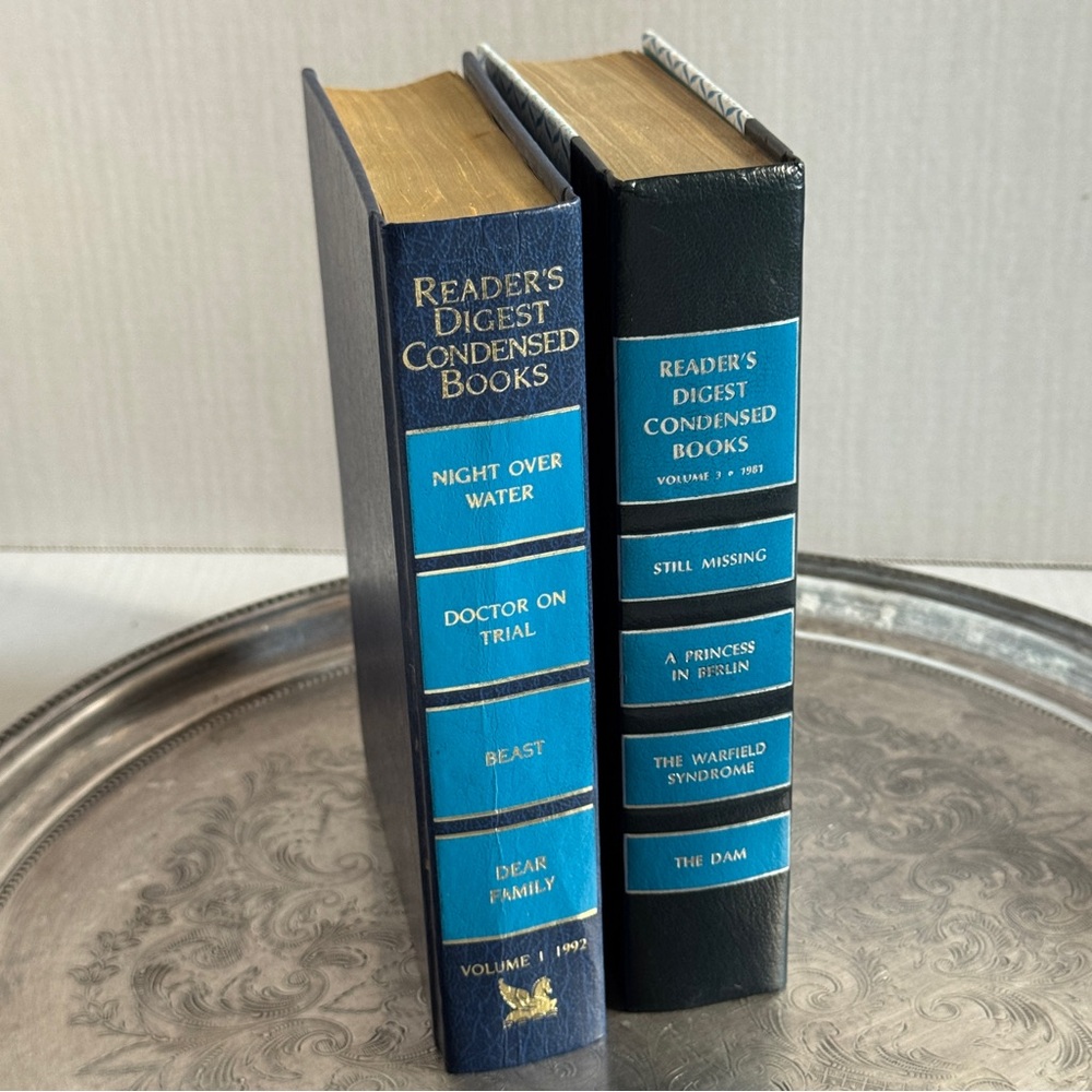 Vintage Reader's Digest Condensed Book Set Dark Academia Decor Blue Gold Spine